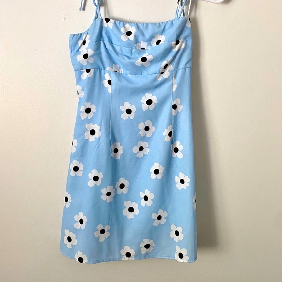 Princess Polly Blue Spaghetti Strap Flower Sundress Mini Skater Summer Dress 6 - Picture 2 of 6
